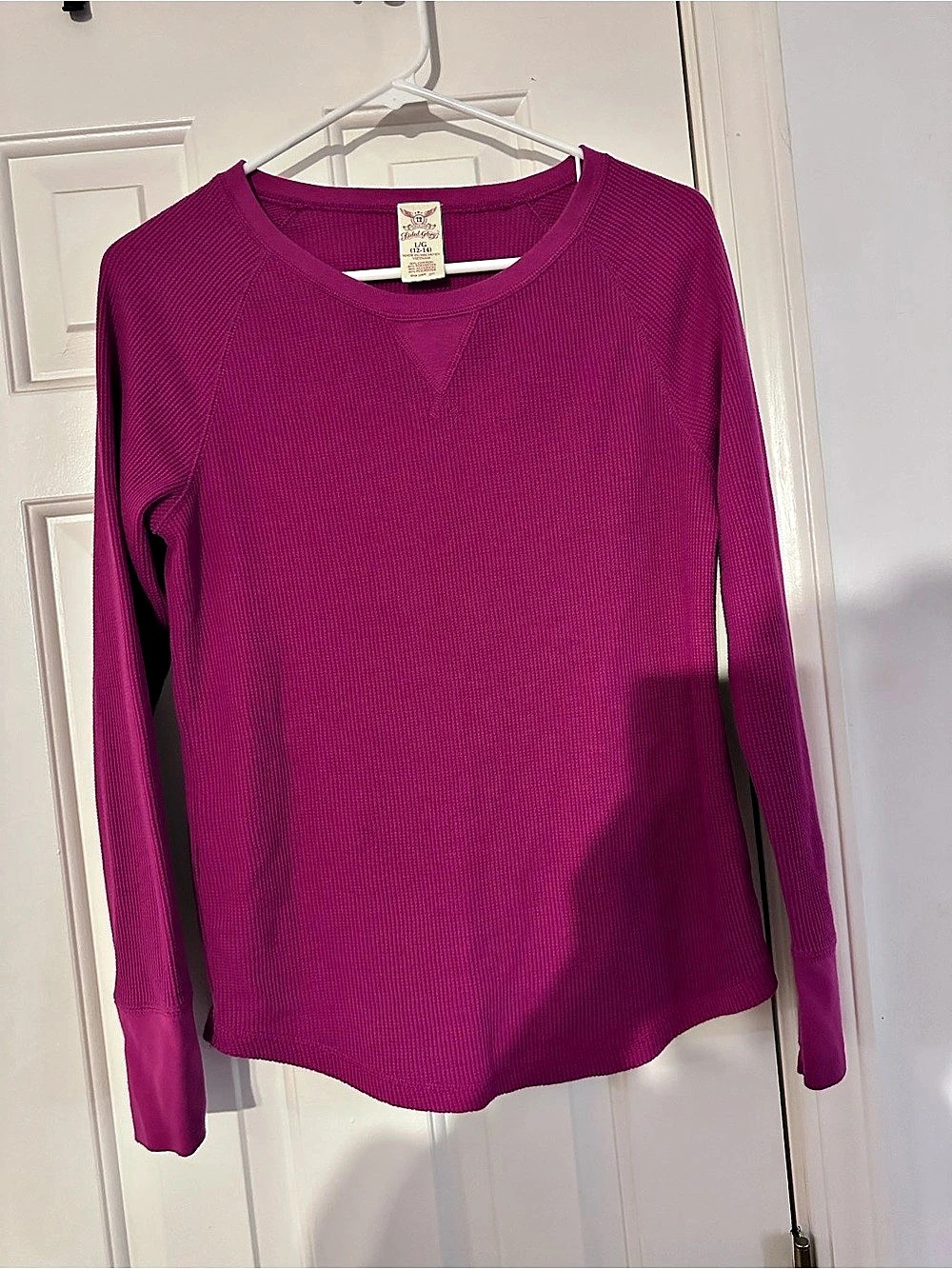 Faded Glory Long Sleeve Ribbed Top in Purple Size Large Like New